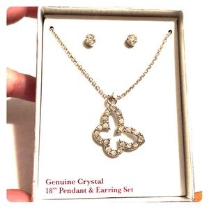 Crystal Butterfly necklace with matching earrings